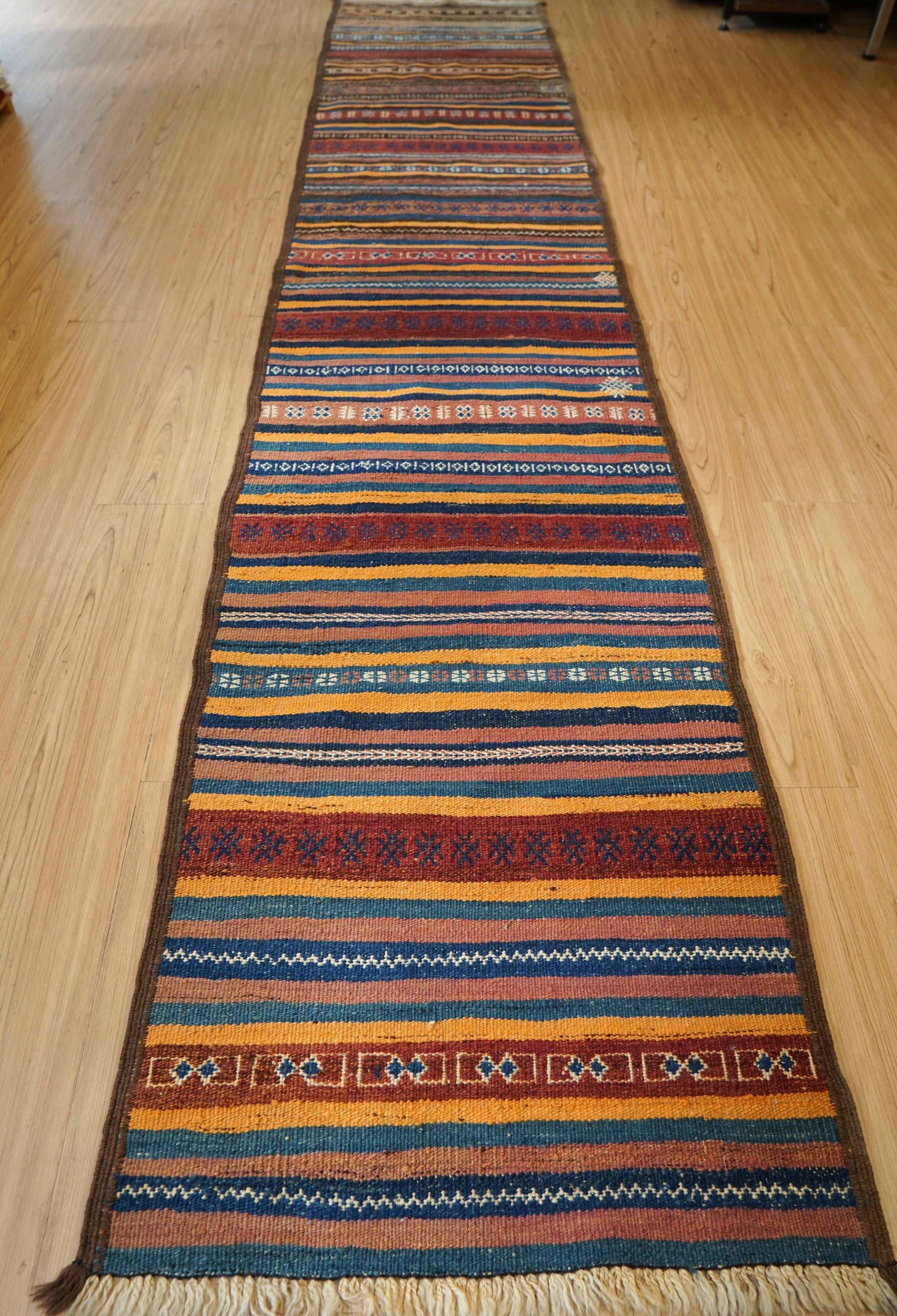  　アフガニスタン手織りキリム　ランナー 312×63 トライバルラグ ヴィンテージ