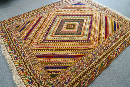 175×148cm   手織りマシュワニキリム絨毯 Decorworks