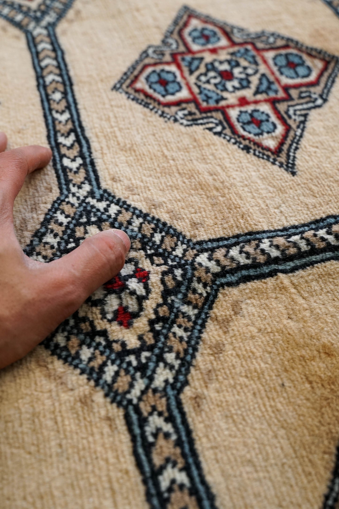  パキスタン手織り絨毯 ジャルダールデザイン ウールラグ 233×196cm