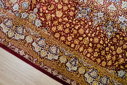 手織りペルシャ絨毯 クム産 アフマディ工房 100％シルク 300×204cm｜総シルク 大判サイズ｜精密メダリオンデザイン