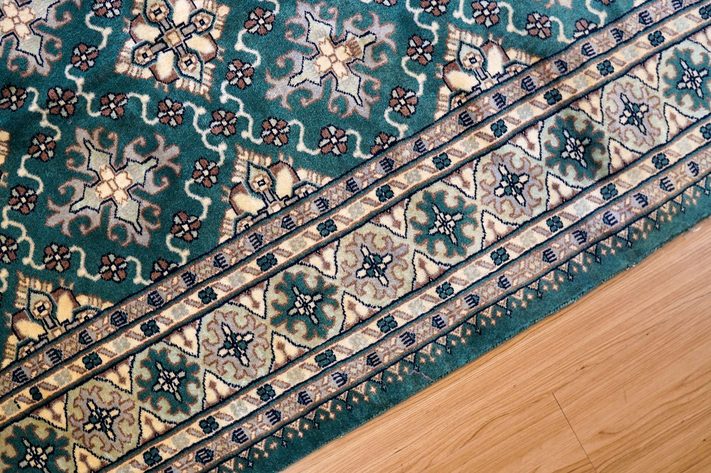 パキスタン手織り絨毯 270×154cm｜ニュージーランドウール使用 高密度グリーン