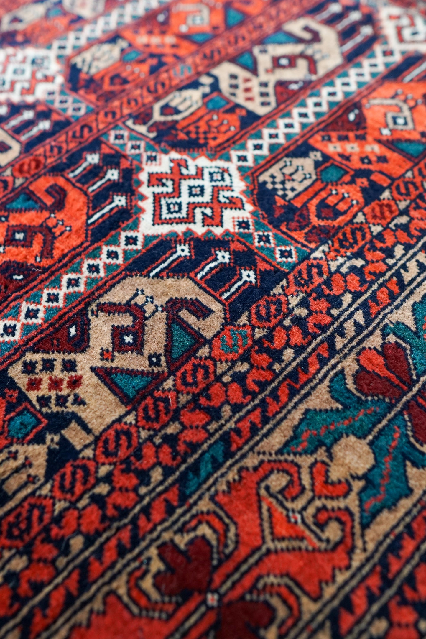  アフガン手織り絨毯 トルクメン ラグ 150×101cm