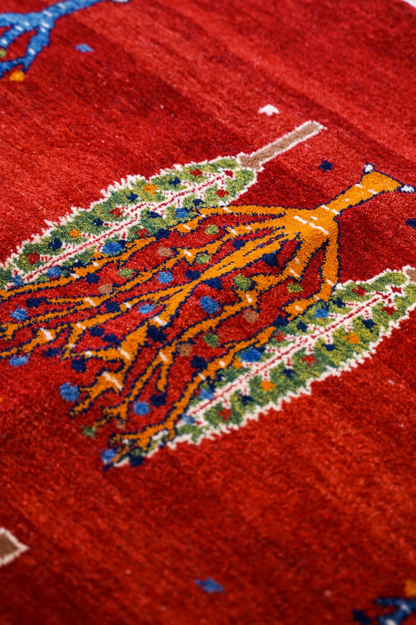  ペルシャ手織りカシュクリギャッベ リズバフト 186×159cm｜生命の木デザイン 高密度織り 大判ウールラグ