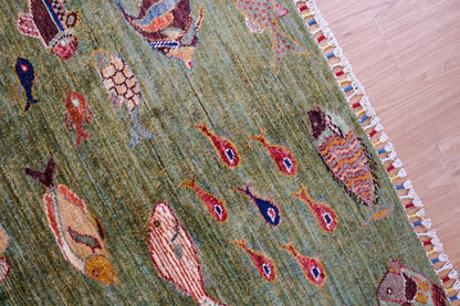  アフガニスタン手織り絨毯 ガズニ地方 手紡ぎウール手織り絨毯 177×122cm 草木染め
