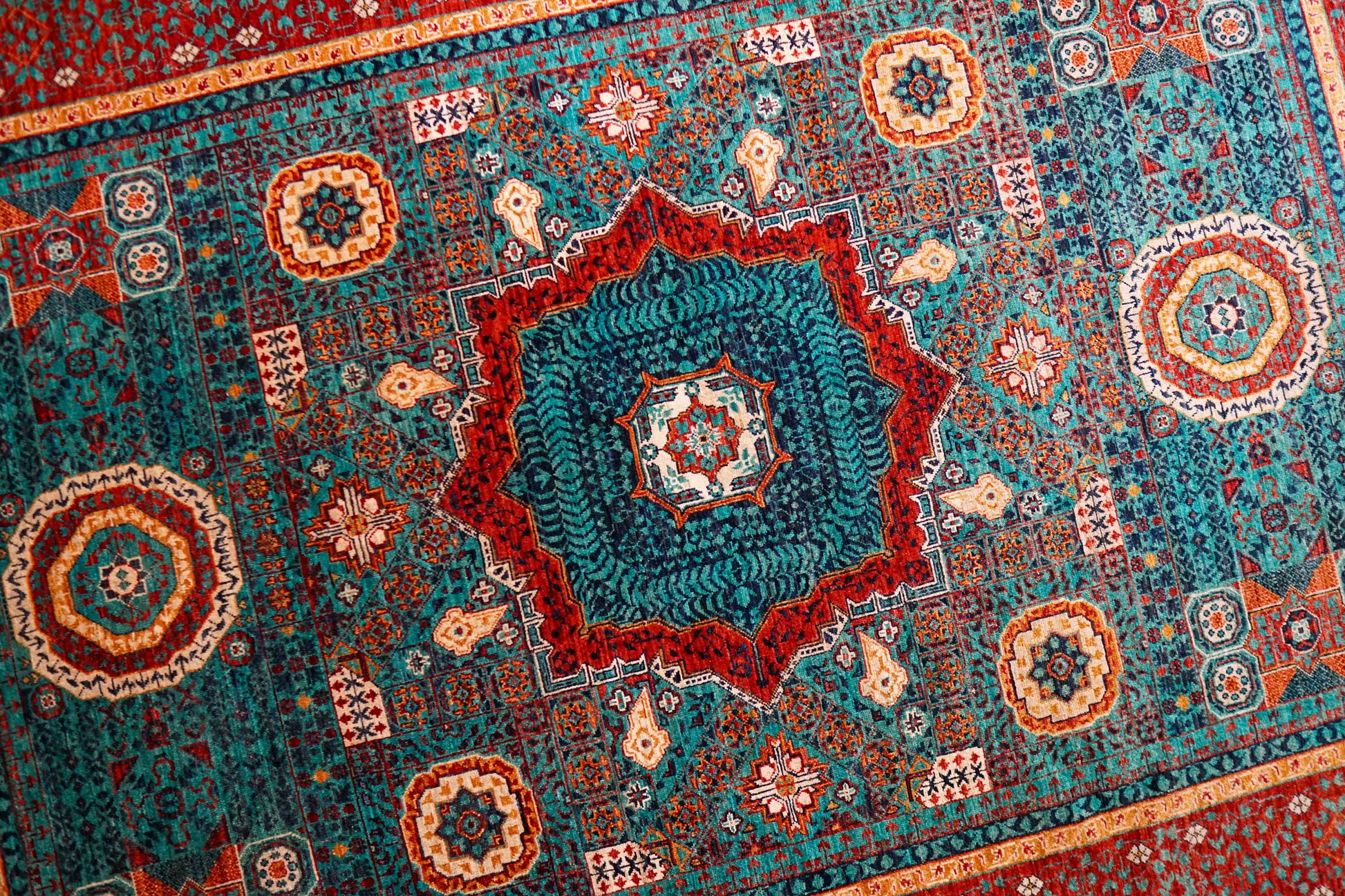  アフガニスタン手織り絨毯  ウールラグ 247×176cm ガズニーウール オリエンタルラグ fine quality