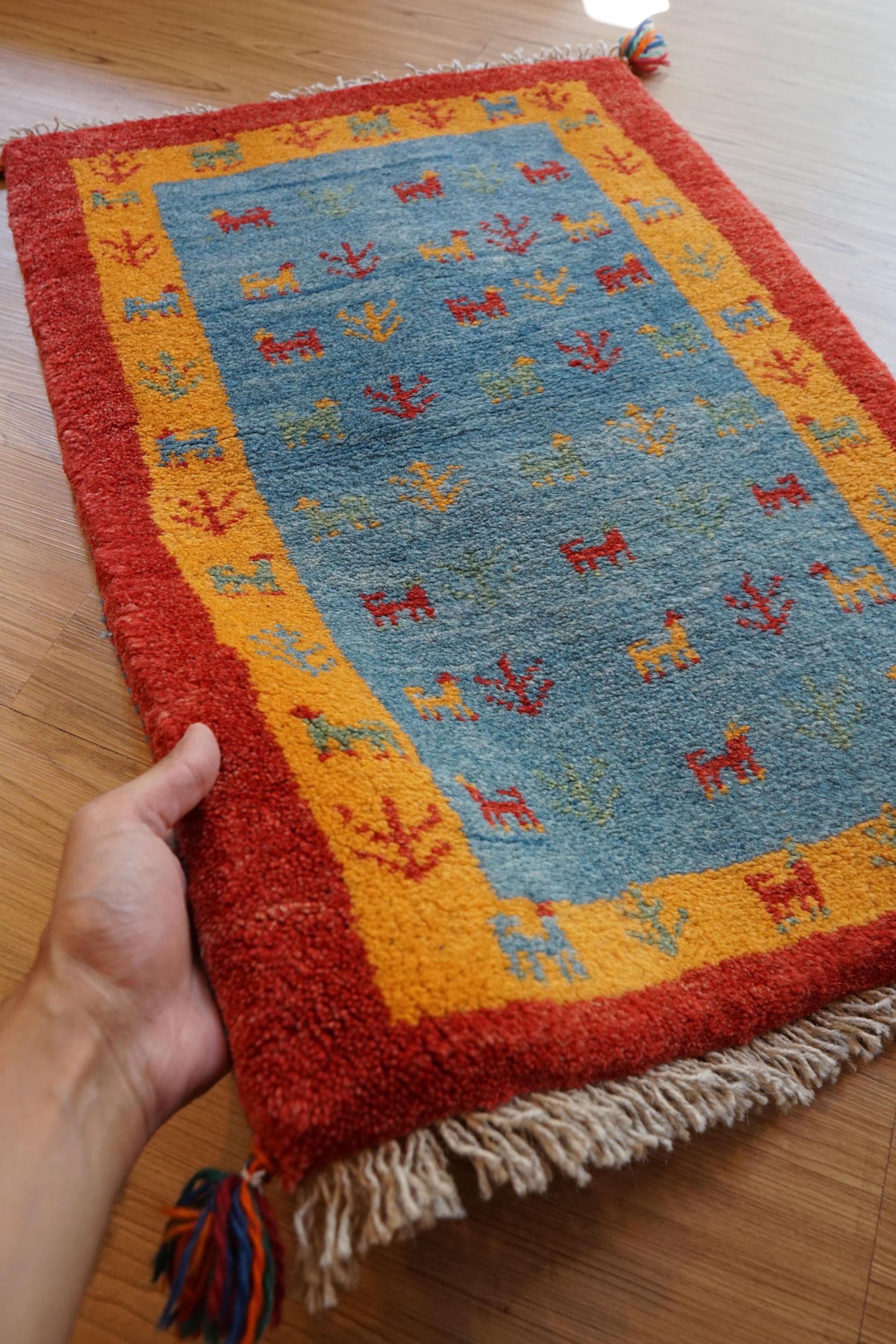 Collection ペルシャ手織りギャッベ 80×52cm アマレ族 ウールラグ