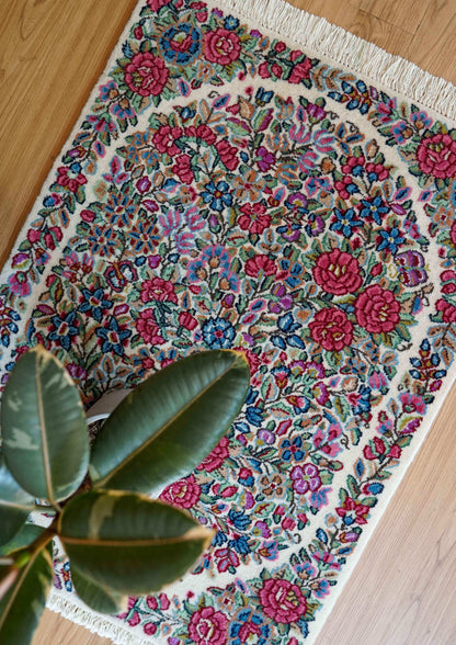  ペルシャ手織り絨毯 ケルマン産 75×55cm｜草木染めウール