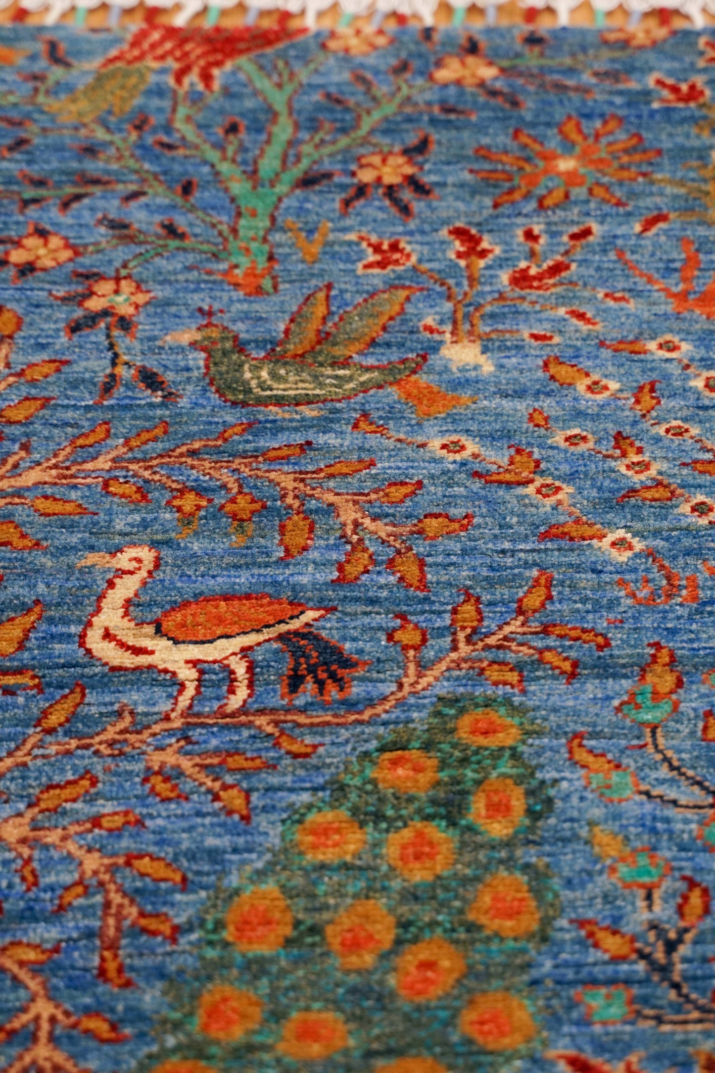  アフガニスタン・ガズニ手織り絨毯 178×124cm｜生命の木と鳥たち 草木染ウールギャッベ