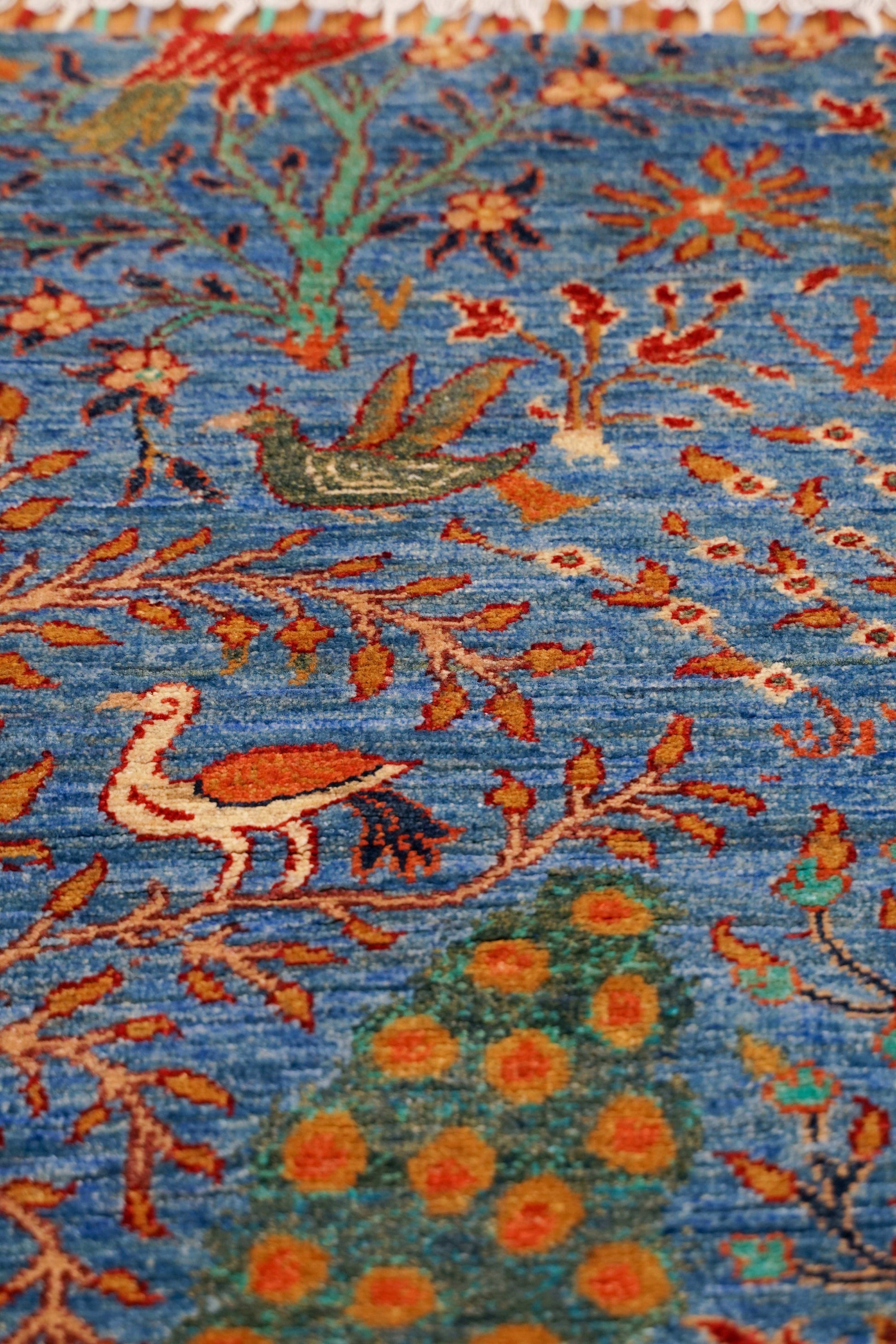  アフガニスタン・ガズニ手織り絨毯 178×124cm｜生命の木と鳥たち 草木染ウールギャッベ