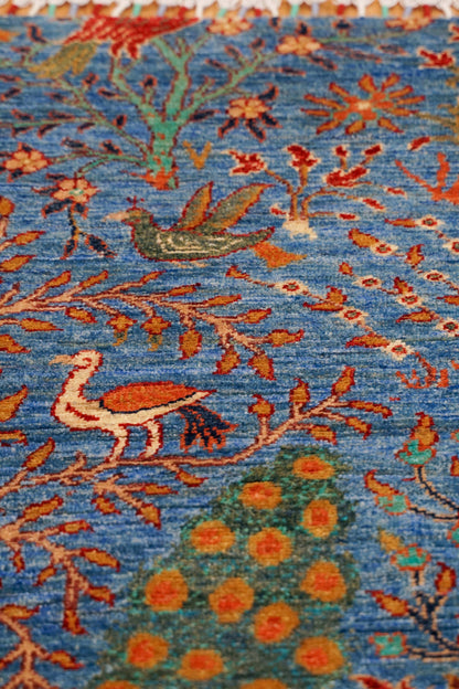  アフガニスタン・ガズニ手織り絨毯 178×124cm｜生命の木と鳥たち 草木染ウールギャッベ