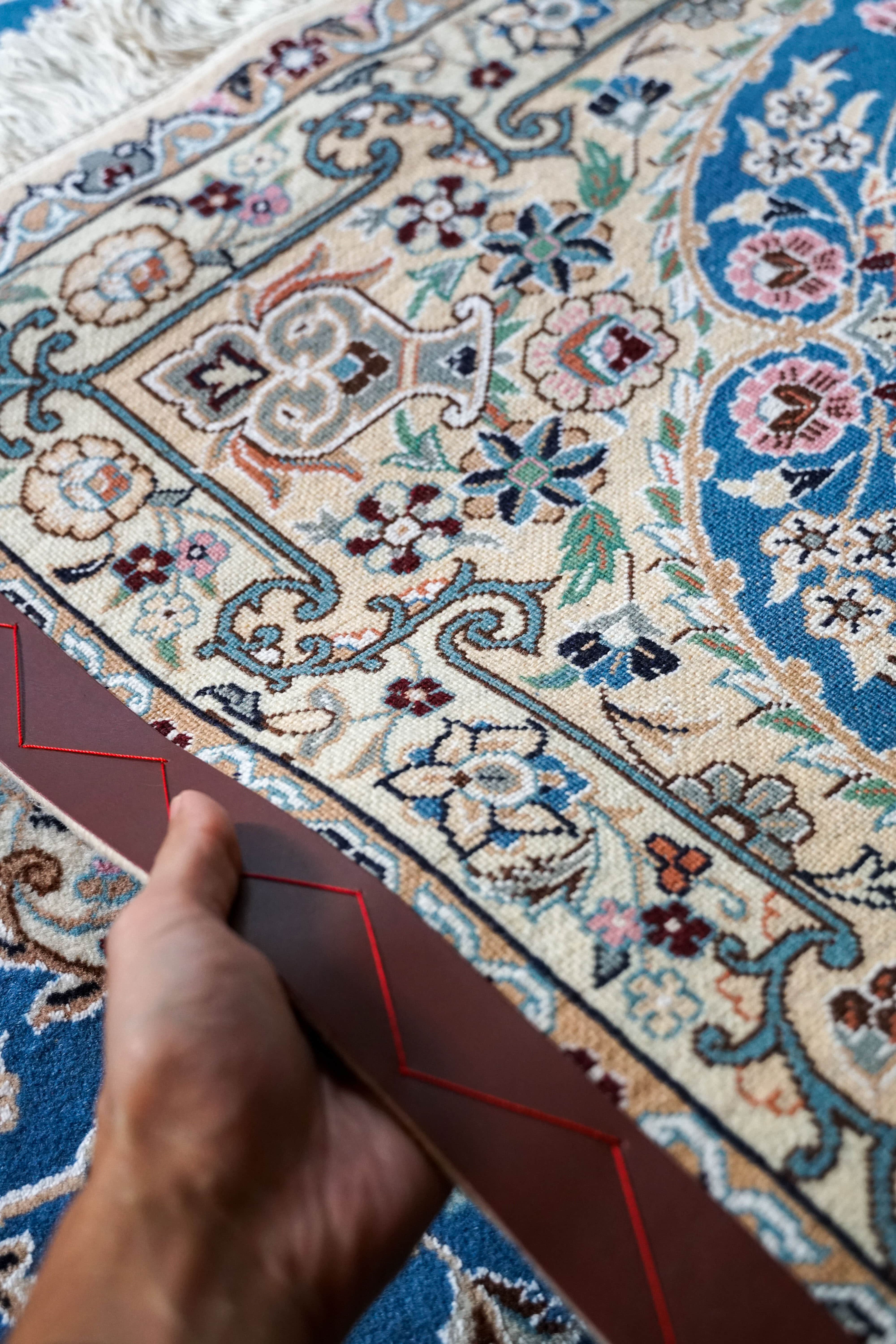 ペルシャ絨毯 ナイン産 青 9la 高級ウール 152×105cm – Decorworks