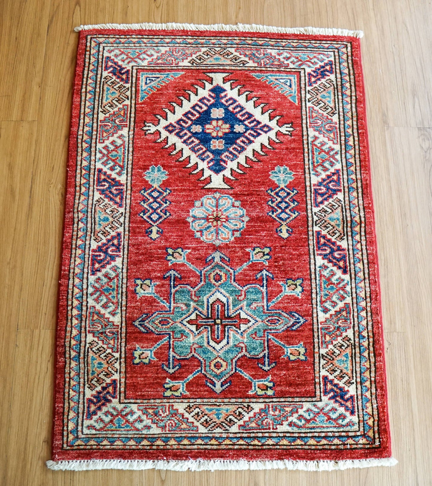  アフガニスタン絨毯 カザックラグ 92×63cm