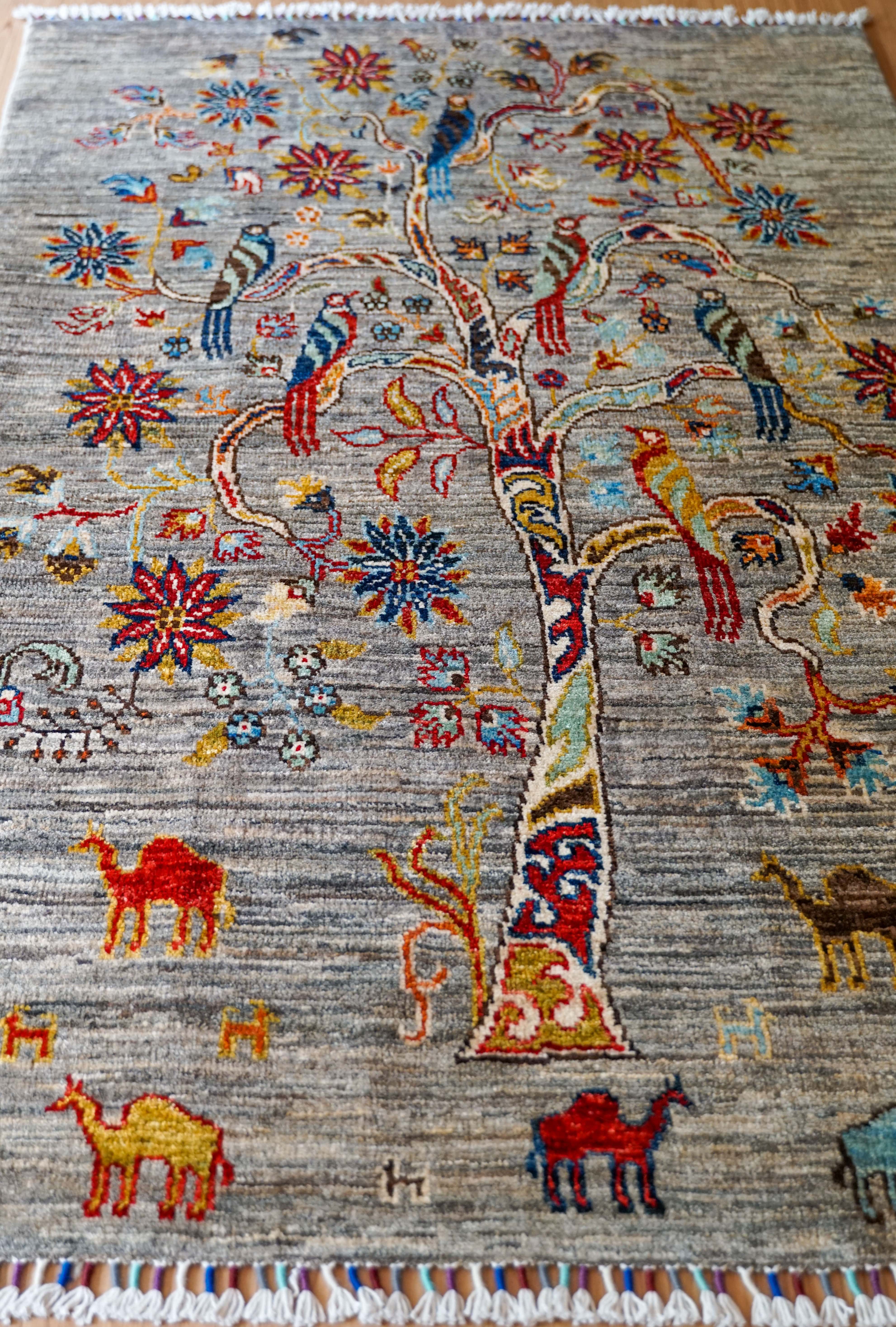 アフガニスタンガズニウール手織り絨毯 手織りギャッベ 150×98cm 150