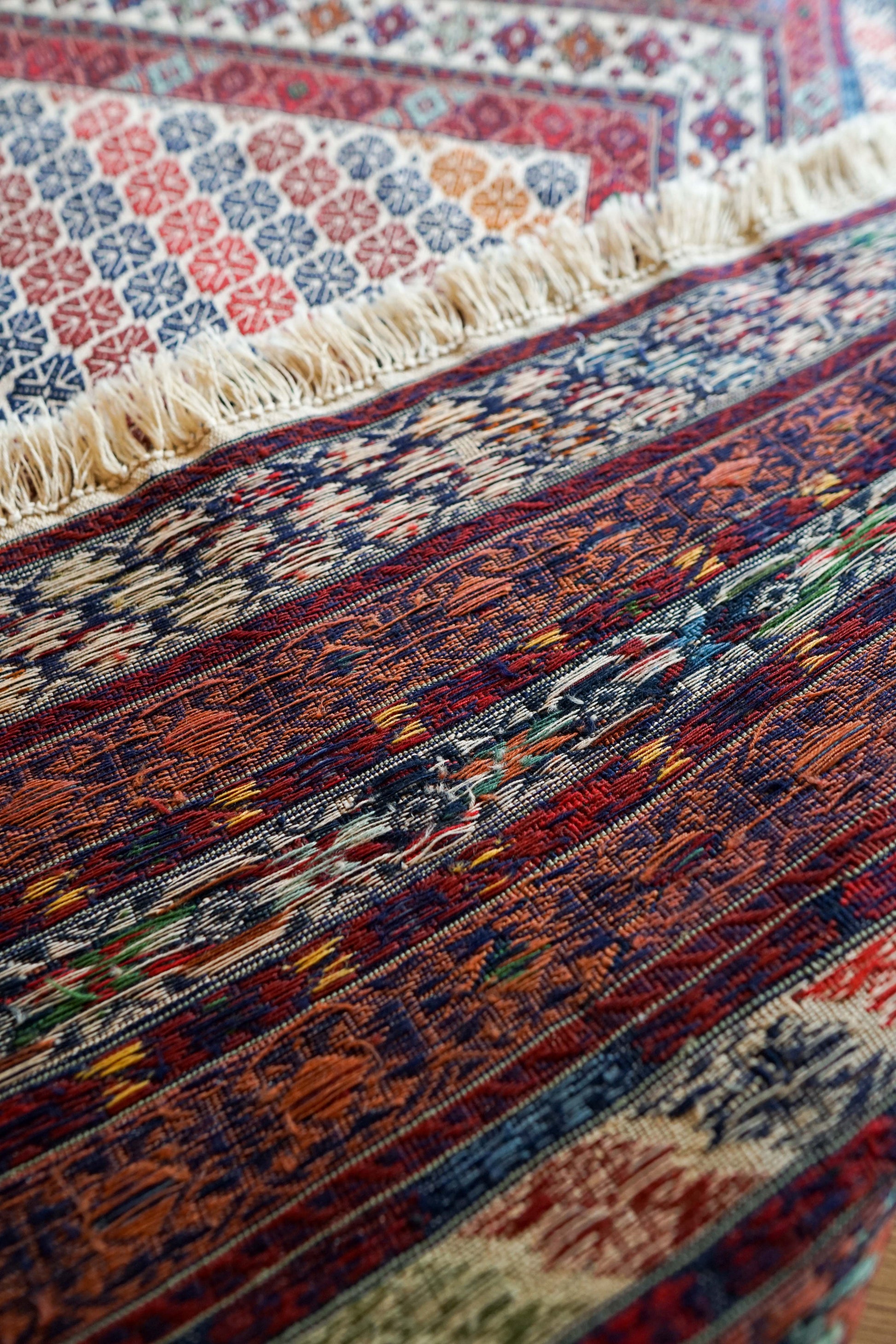  ペルシャ手織りキリム 200×125cm｜伝統トライバルラグ 平織りラグ ウール100％