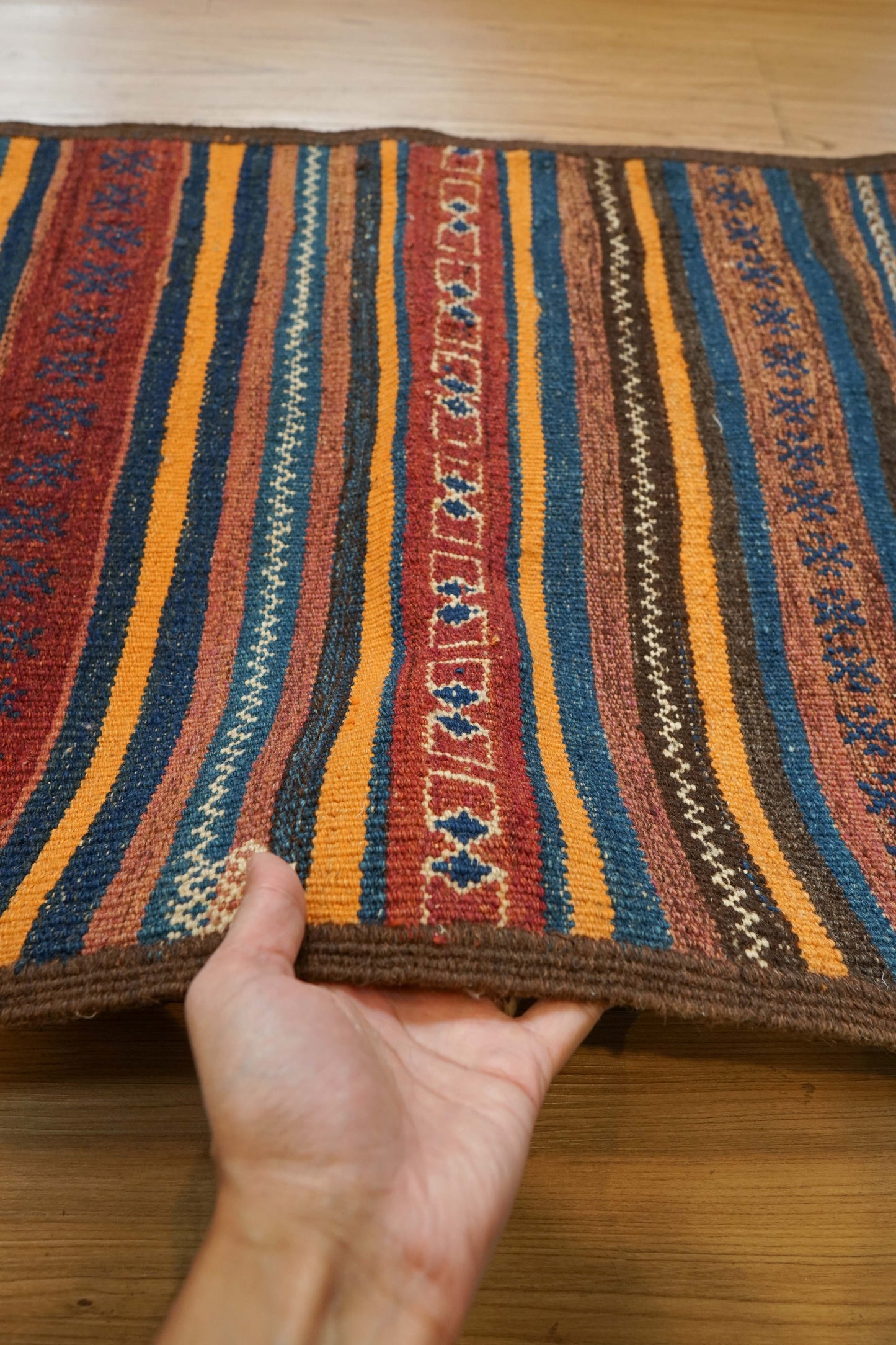  　アフガニスタン手織りキリム　ランナー 312×63 トライバルラグ ヴィンテージ