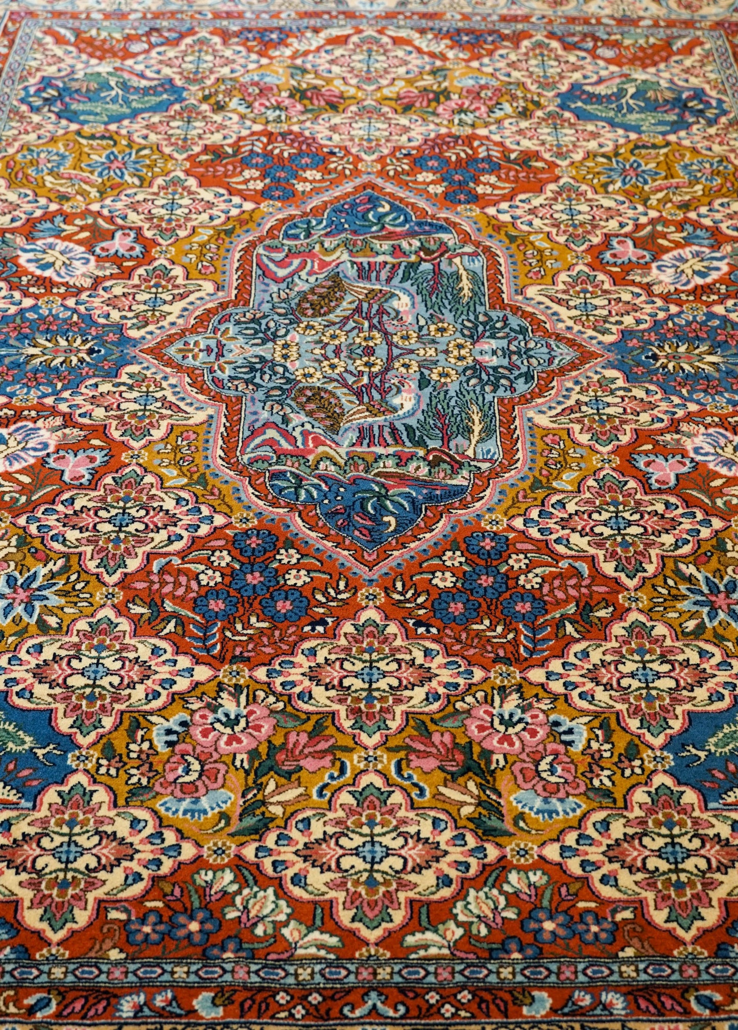 Collection ペルシャ絨毯 ケルマン産 200×155cm 伝統花柄デザインウールラグ