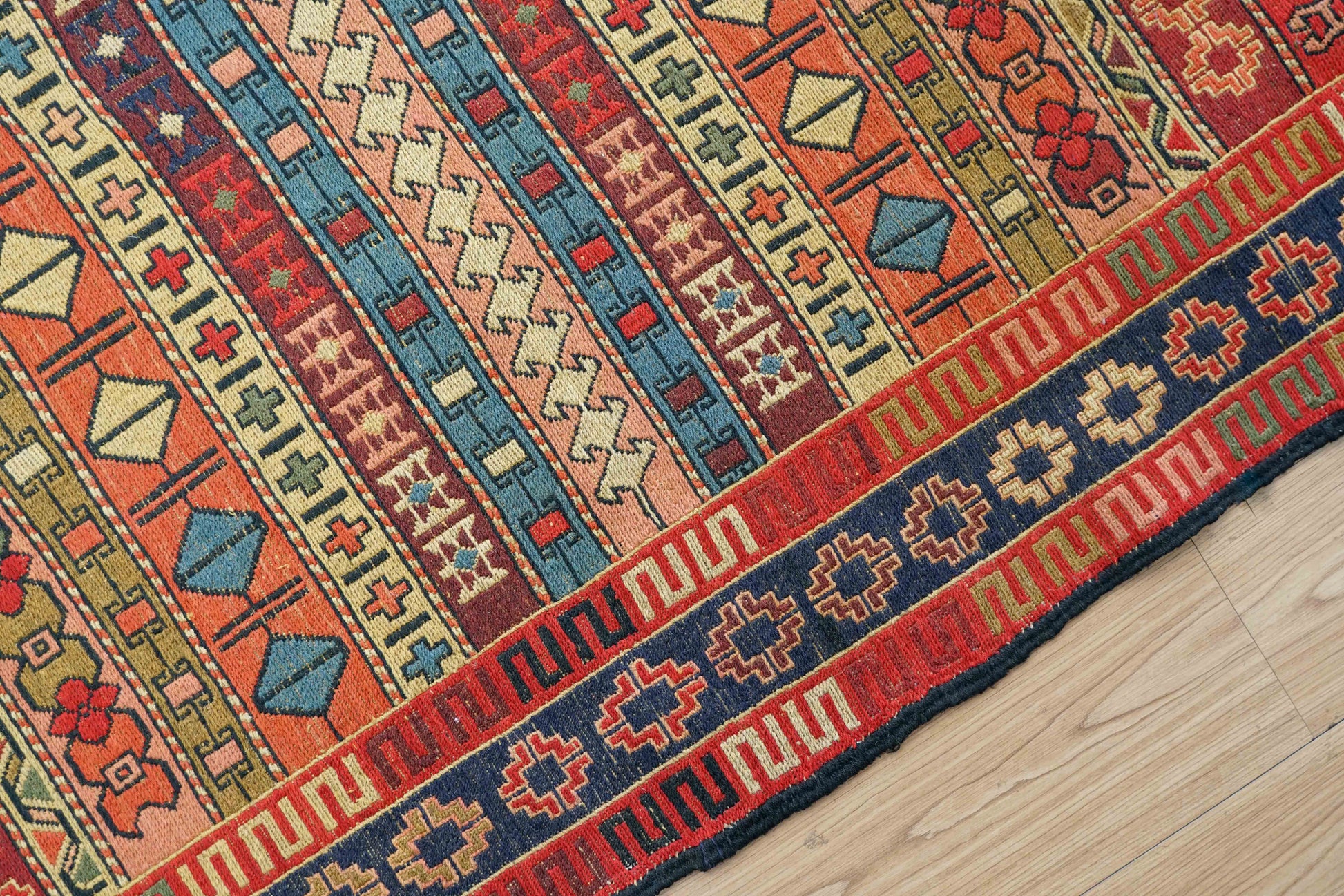  手織りペルシャ オールド シルジャンキリム ウールラグ 298×195cm