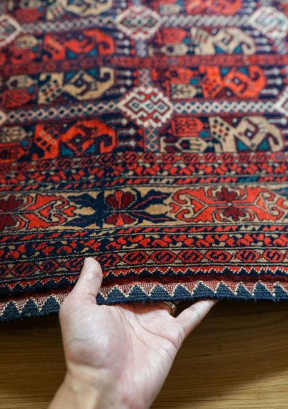  アフガン手織り絨毯 トルクメン ラグ 150×101cm