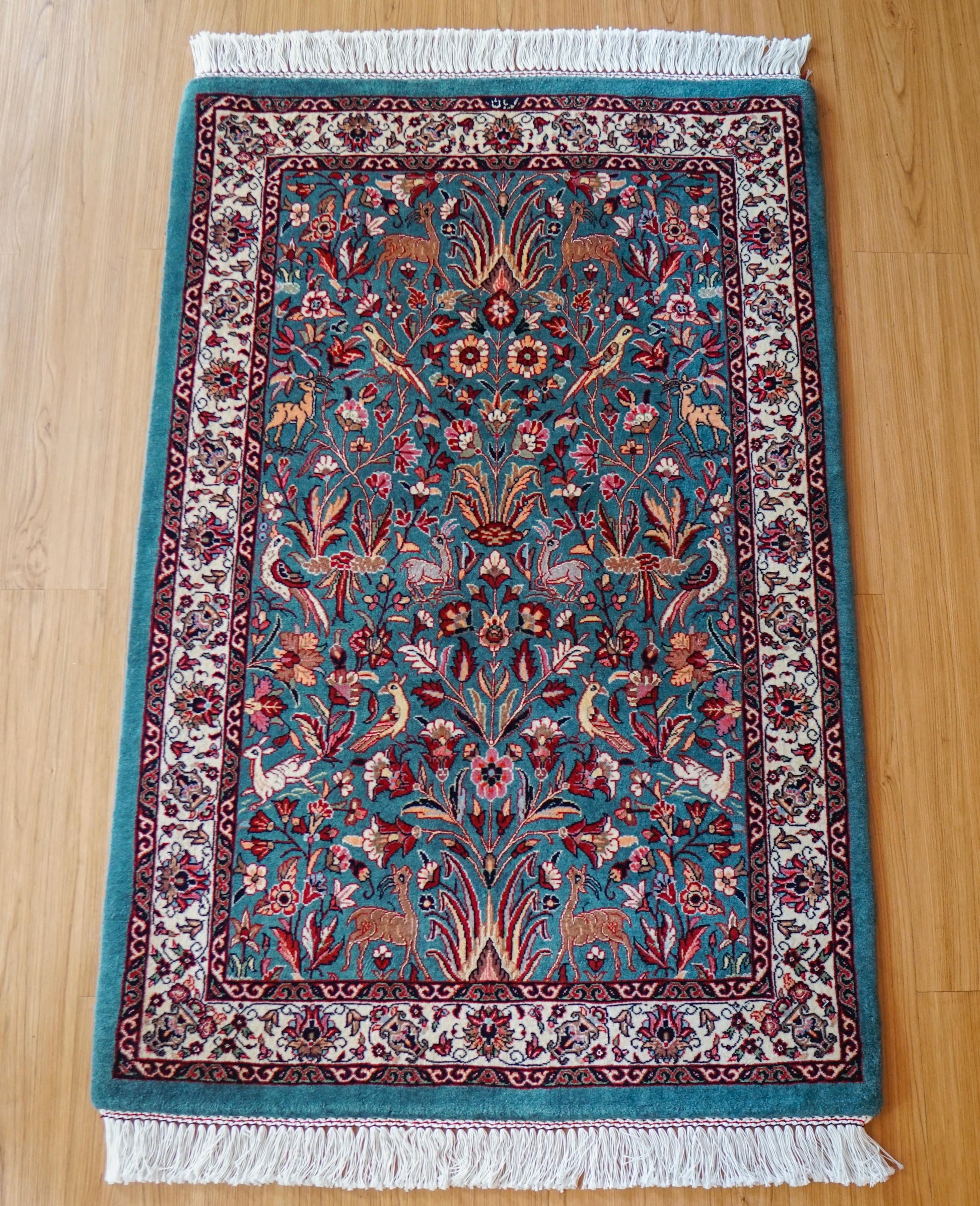  ペルシャ絨毯 アフシャル・ビジャー (afshar bijar) 130×84cm モハマドイアン工房 シカールガー（shikargah） 手織り ウール＆シルク