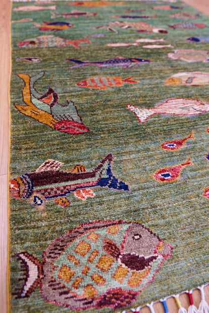  アフガニスタン手織り絨毯 ガズニ地方 手紡ぎウール手織り絨毯 177×122cm 草木染め