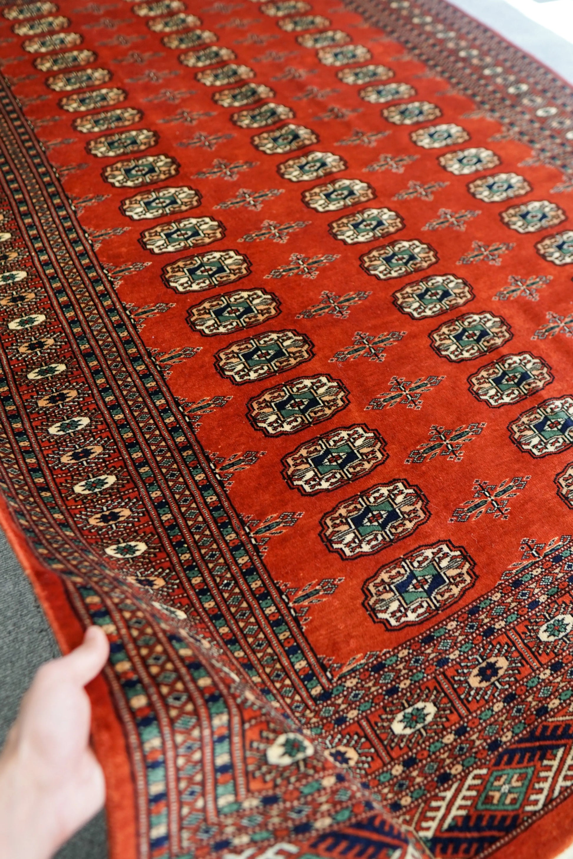 205×141cm トルクメン ボハララグ 手織り絨毯 Decorworks