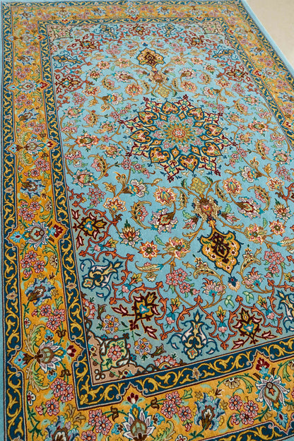  ペルシャ絨毯 イスファハン産 シャーシャハニ工房 約170×115cm｜コルクウールとシルク