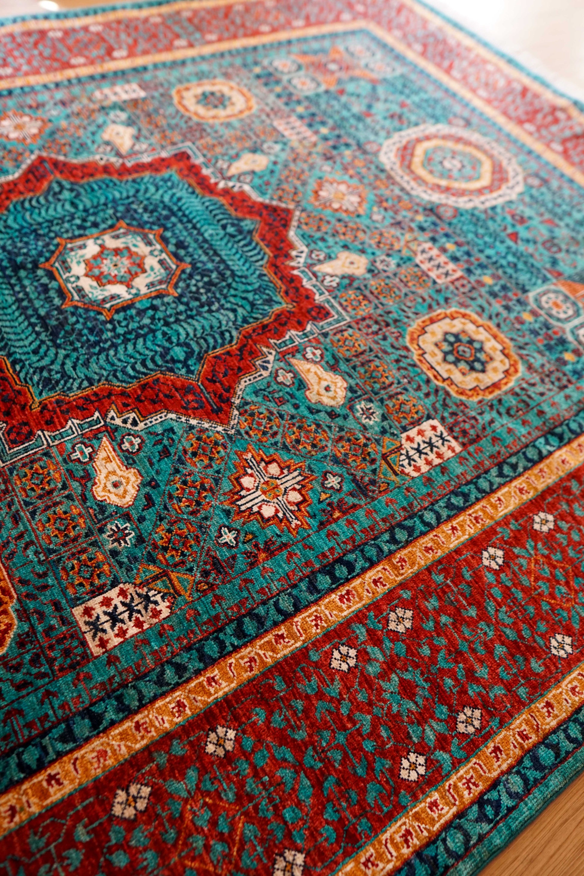  アフガニスタン手織り絨毯  ウールラグ 247×176cm ガズニーウール オリエンタルラグ fine quality