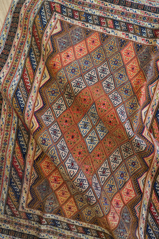 手織りマシュワニキリム アフガニスタン トライバルラグ 138×112cm