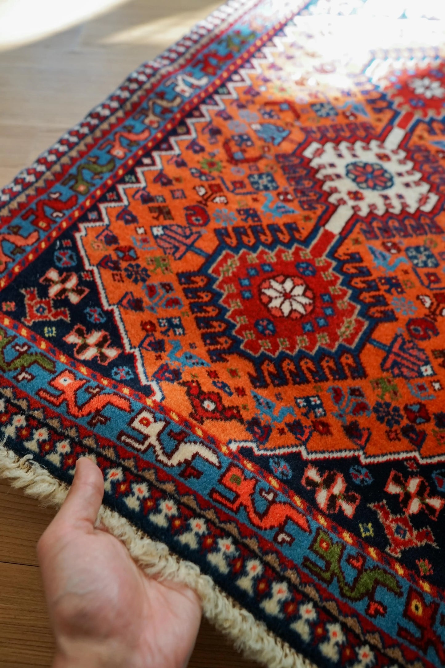  手織りペルシャ絨毯 ヤラメ 85×62cm｜トライバル ウールラグ