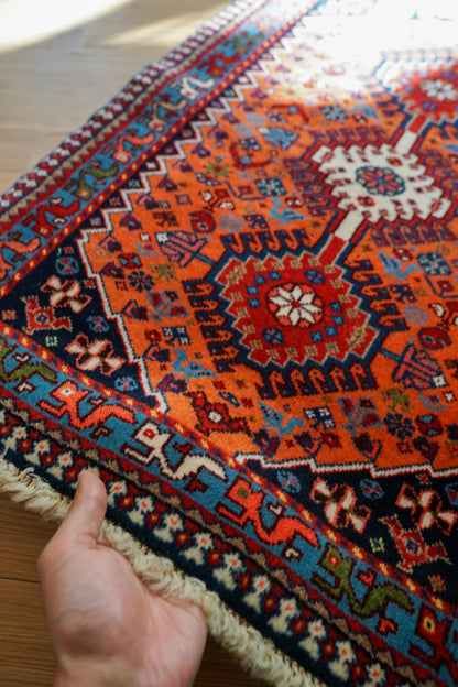  手織りペルシャ絨毯 ヤラメ 85×62cm｜トライバル ウールラグ