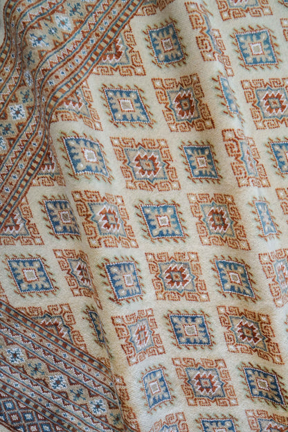 手織りパキスタン絨毯 184×128cm｜9/16クオリティ・ベージュ×ブルー