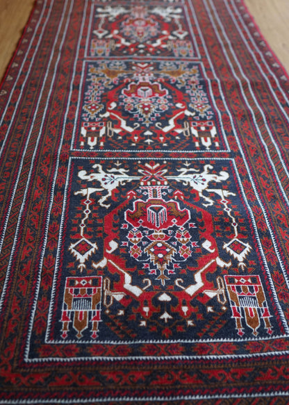  アフガニスタン手織り絨毯 ビルジククオリティ 292×89cm