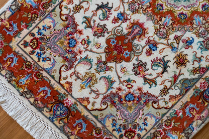 ペルシャ手織り絨毯 タブリーズ産 50RAJ 124×73cm｜ウール＆シルク