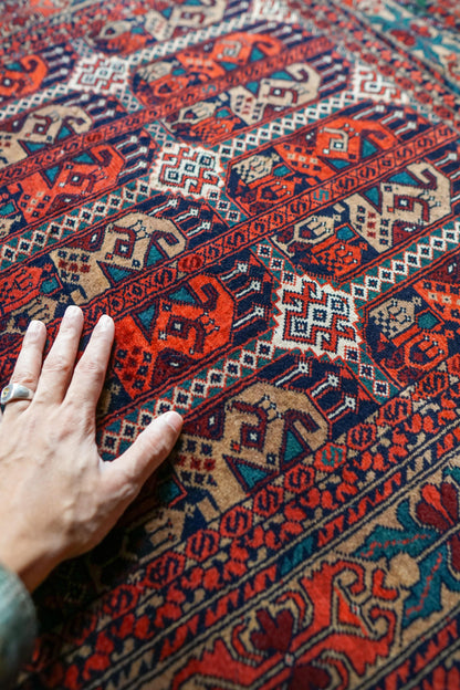  アフガン手織り絨毯 トルクメン ラグ 150×101cm