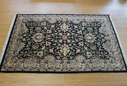  パキスタン手織り絨毯 191×121cm ペルシャ調オリエンタルデザイン・ニュージーランド産ウール 高密度ノット