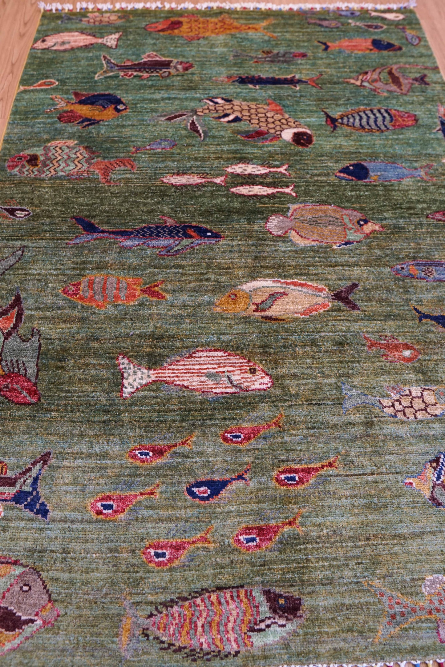  アフガニスタン手織り絨毯 ガズニ地方 手紡ぎウール手織り絨毯 177×122cm 草木染め