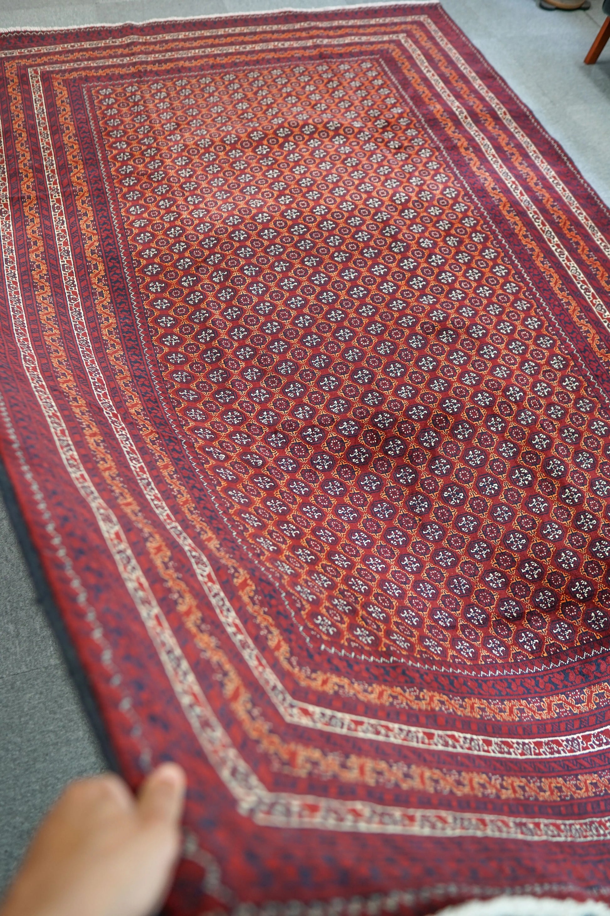 295×190cm アフガニウタン 手織り絨毯 ホジャロシュナイ トルクメン ボハララグ Decorworks