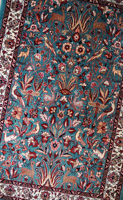  ペルシャ絨毯 アフシャル・ビジャー (afshar bijar) 130×84cm モハマドイアン工房 シカールガー（shikargah） 手織り ウール＆シルク
