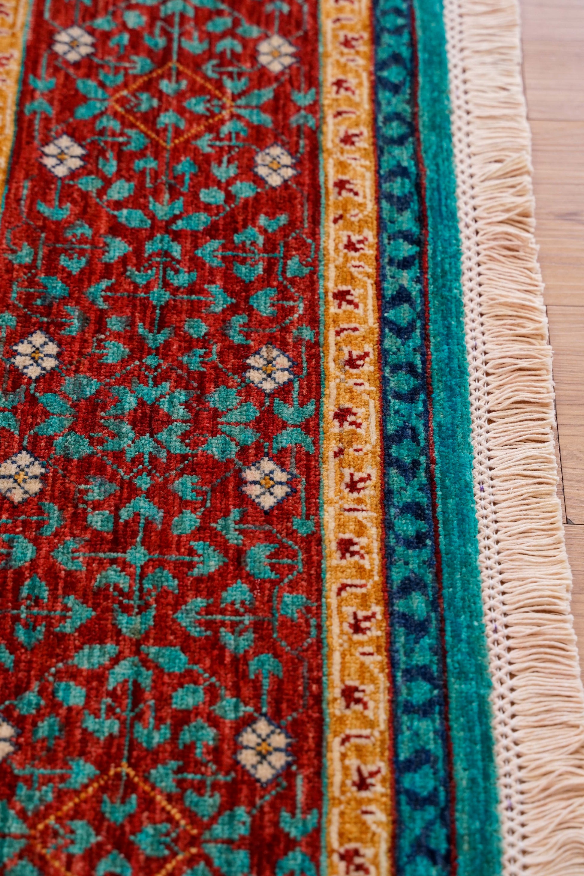  アフガニスタン手織り絨毯  ウールラグ 247×176cm ガズニーウール オリエンタルラグ fine quality