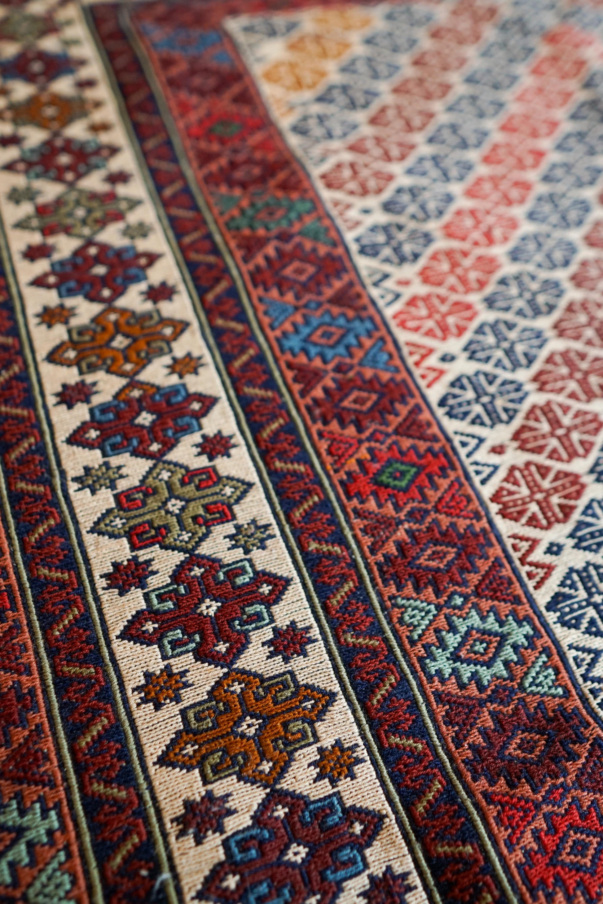  ペルシャ手織りキリム 200×125cm｜伝統トライバルラグ 平織りラグ ウール100％