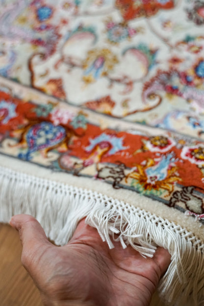 ペルシャ手織り絨毯 タブリーズ産 50RAJ 124×73cm｜ウール＆シルク