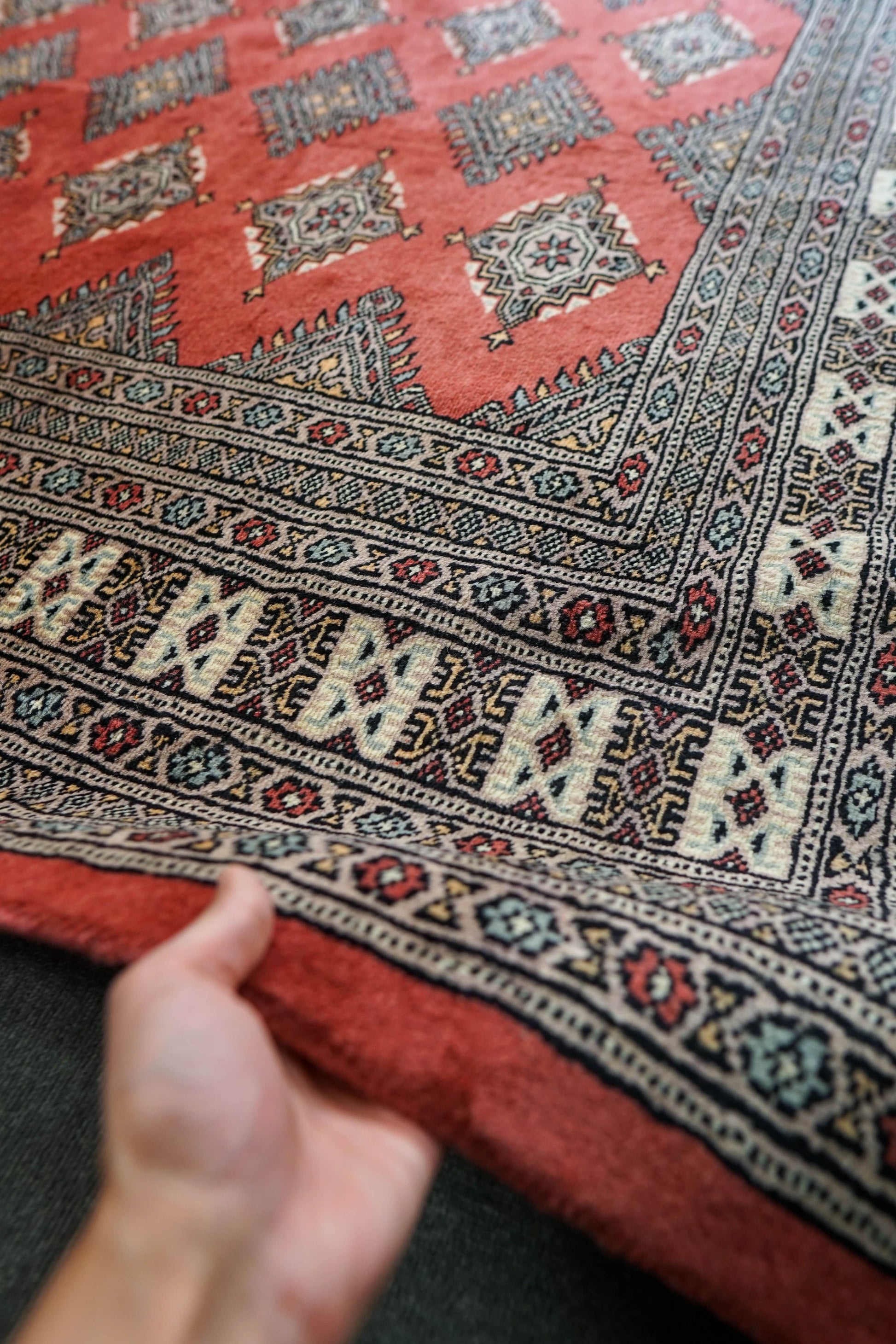 Collection パキスタン手織り絨毯 302×245cm トライバルデザイン ウールラグ