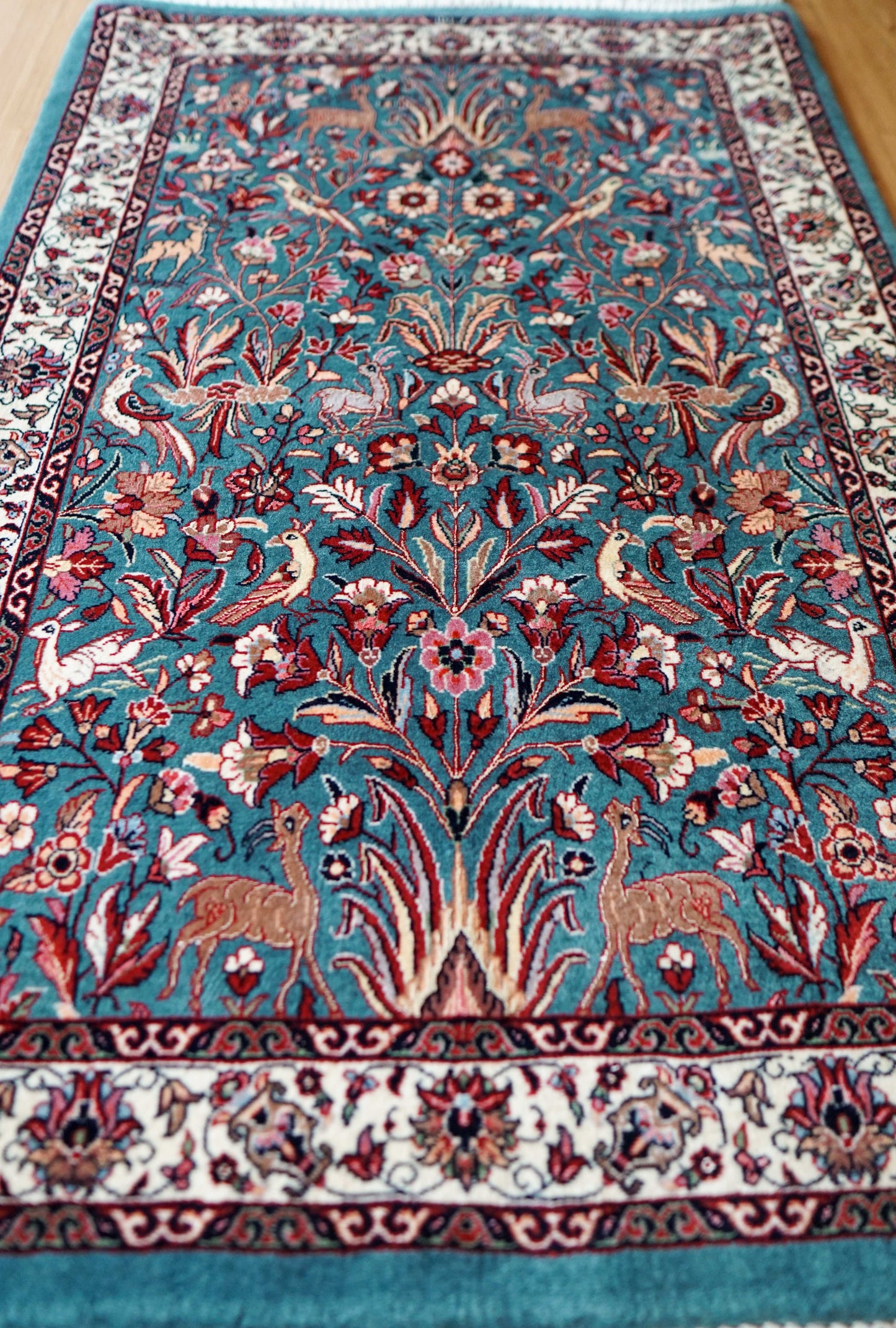  ペルシャ絨毯 アフシャル・ビジャー (afshar bijar) 130×84cm モハマドイアン工房 シカールガー（shikargah） 手織り ウール＆シルク
