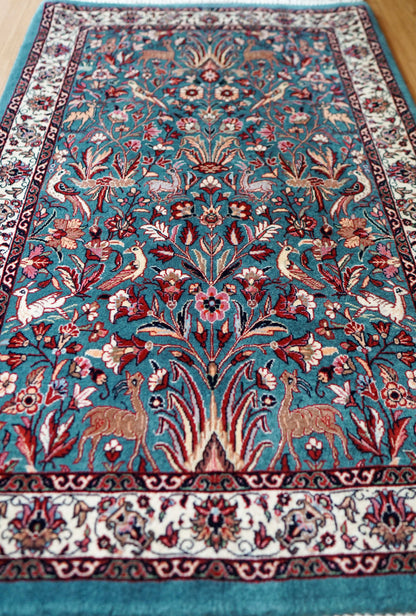  ペルシャ絨毯 アフシャル・ビジャー (afshar bijar) 130×84cm モハマドイアン工房 シカールガー（shikargah） 手織り ウール＆シルク