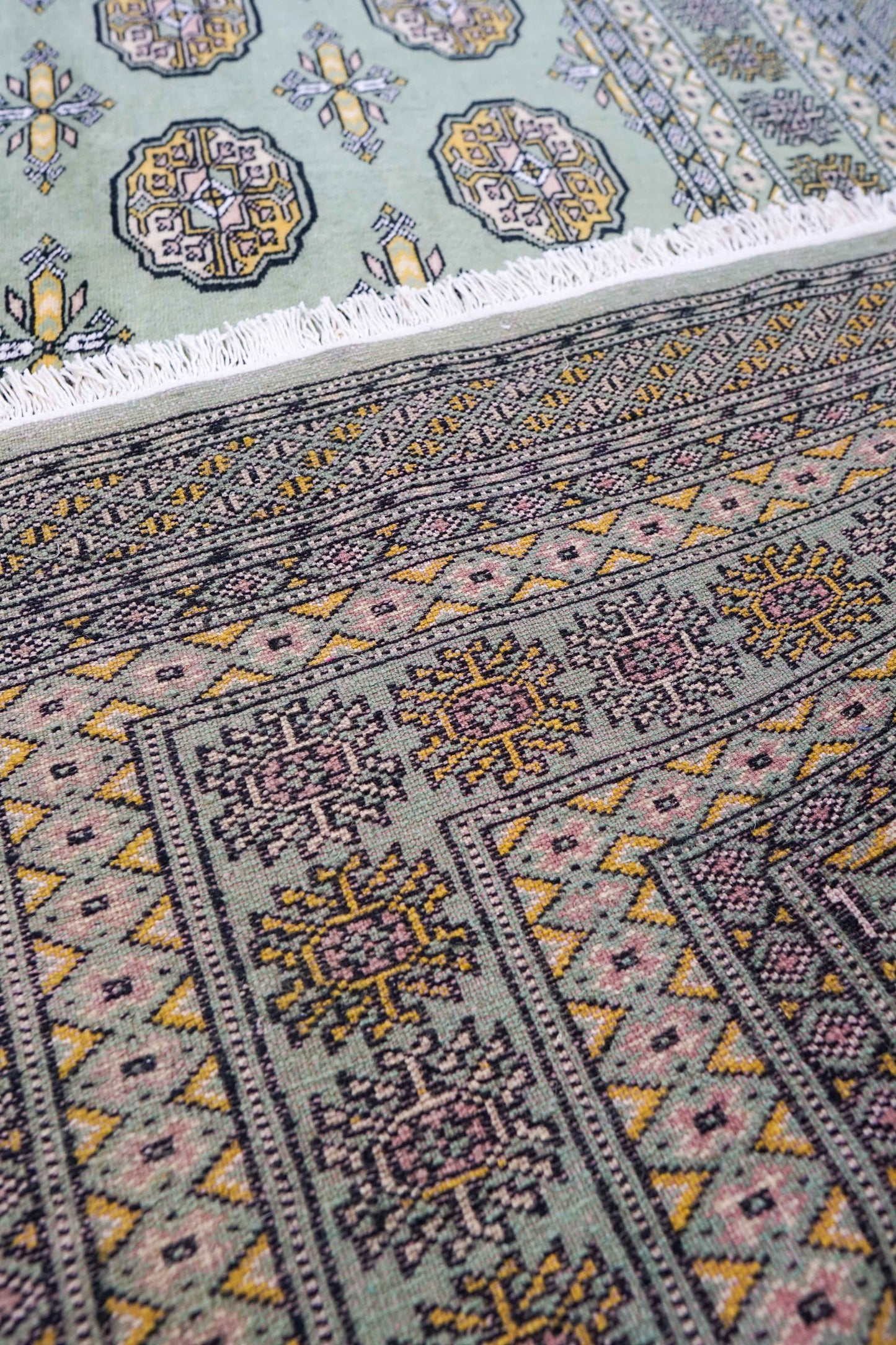  トルクメン ボハラ 手織り パキスタン絨毯210×204cm｜草木染めウール パキスタン製 大判ラグ