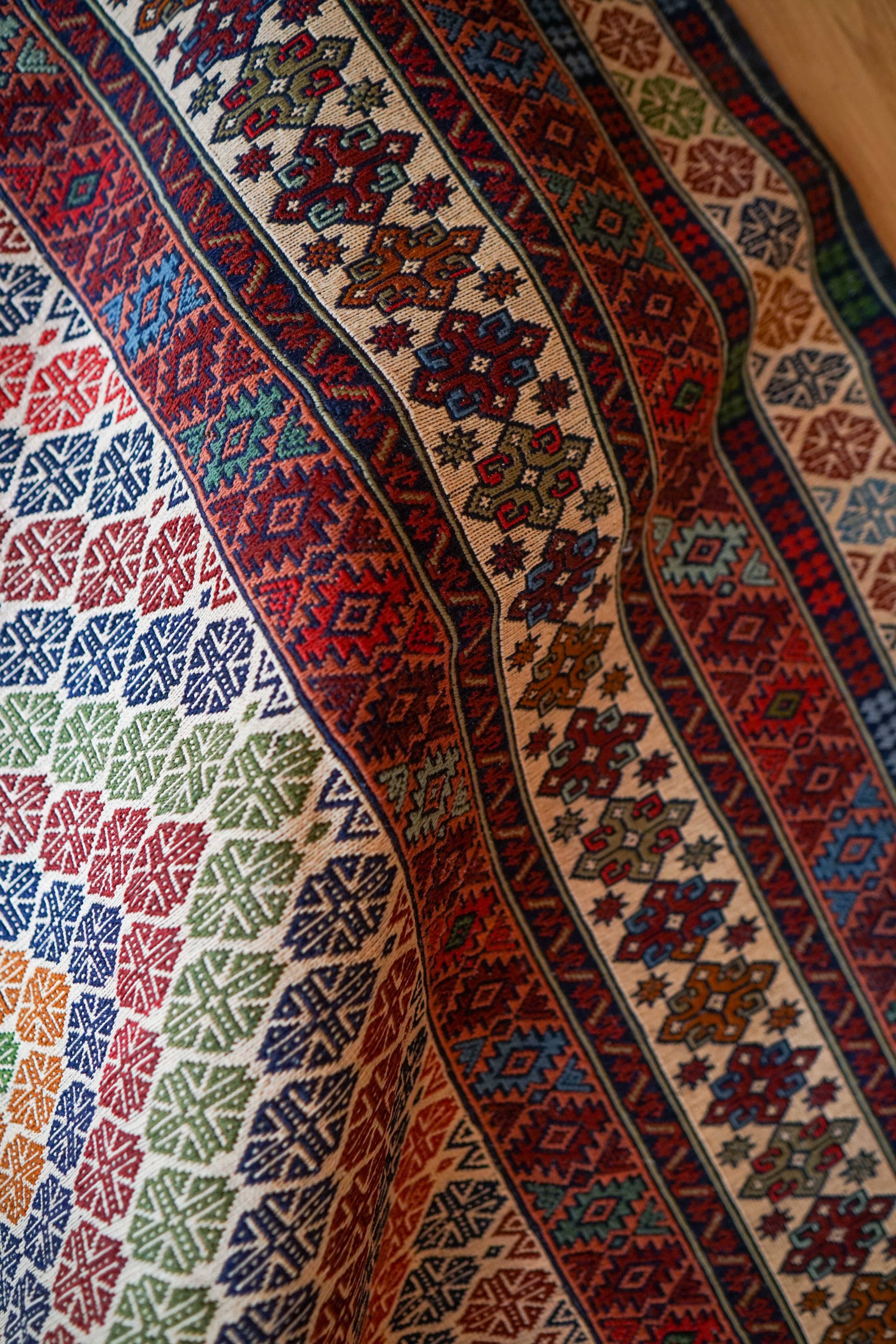 ペルシャ手織りキリム 200×125cm｜伝統トライバルラグ 平織りラグ