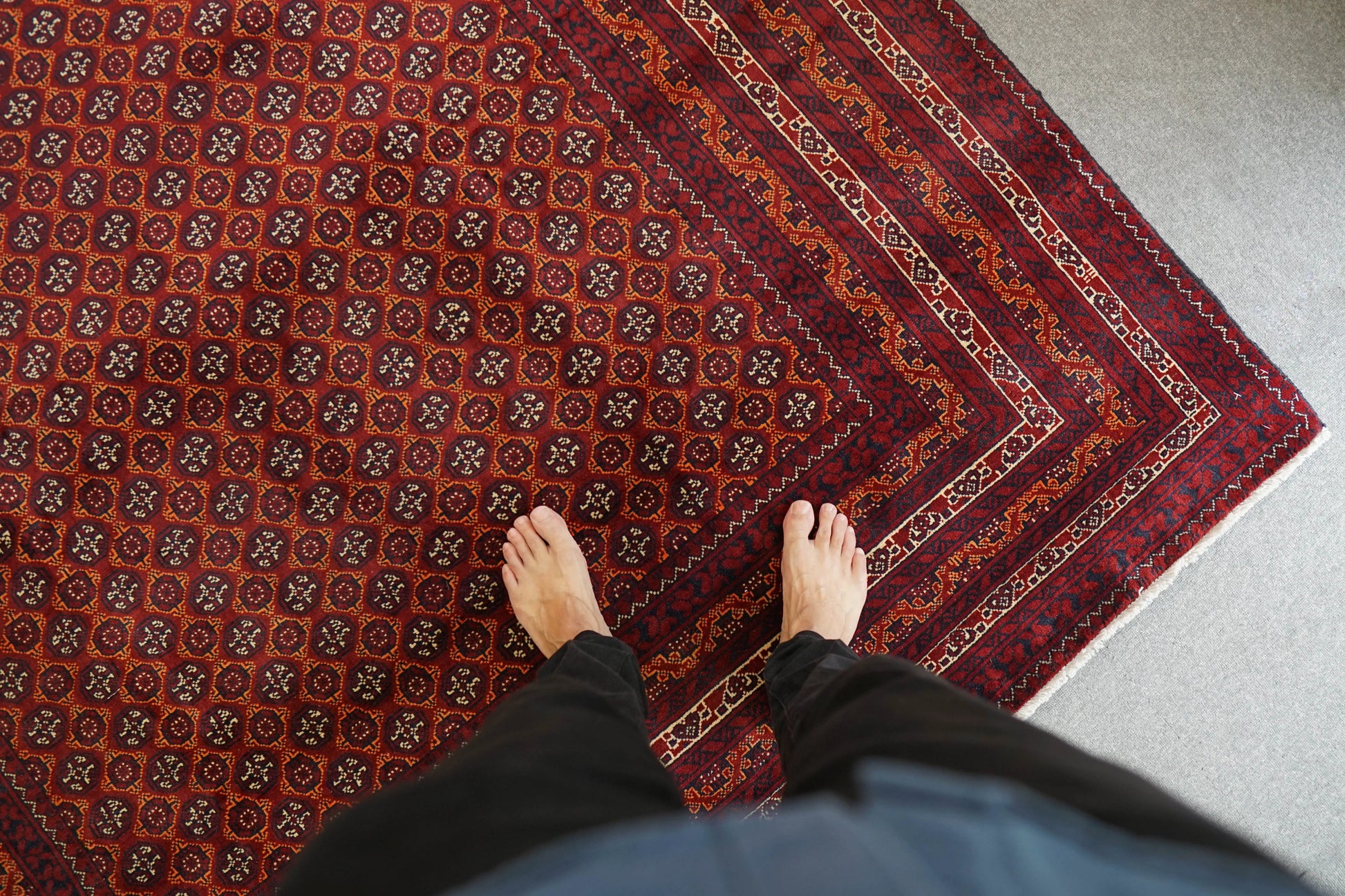 295×190cm アフガニウタン 手織り絨毯 ホジャロシュナイ トルクメン ボハララグ Decorworks