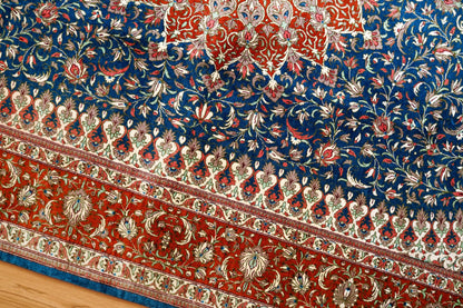 Collection 197×135cm ペルシャ手織り絨毯 クム産 ヌーリ工房 シルク100% 証明書付