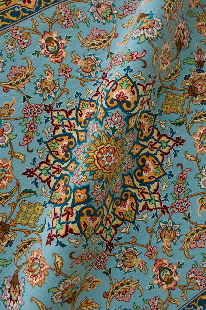  ペルシャ絨毯 イスファハン産 シャーシャハニ工房 約170×115cm｜コルクウールとシルク