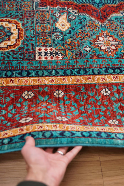  アフガニスタン手織り絨毯  ウールラグ 247×176cm ガズニーウール オリエンタルラグ fine quality